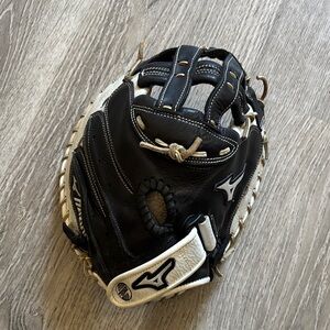 Mizuno Black and White Leather Catchers Softball Glove